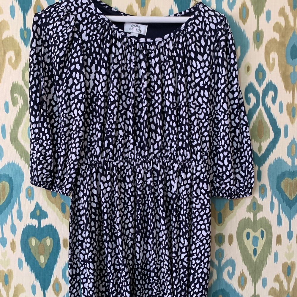 Leopard navy and white dress